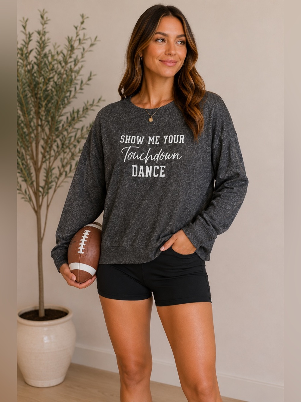 Maurices Football Graphic Sweatshirt Women’s Large Gray Touchdown Dance Pullover